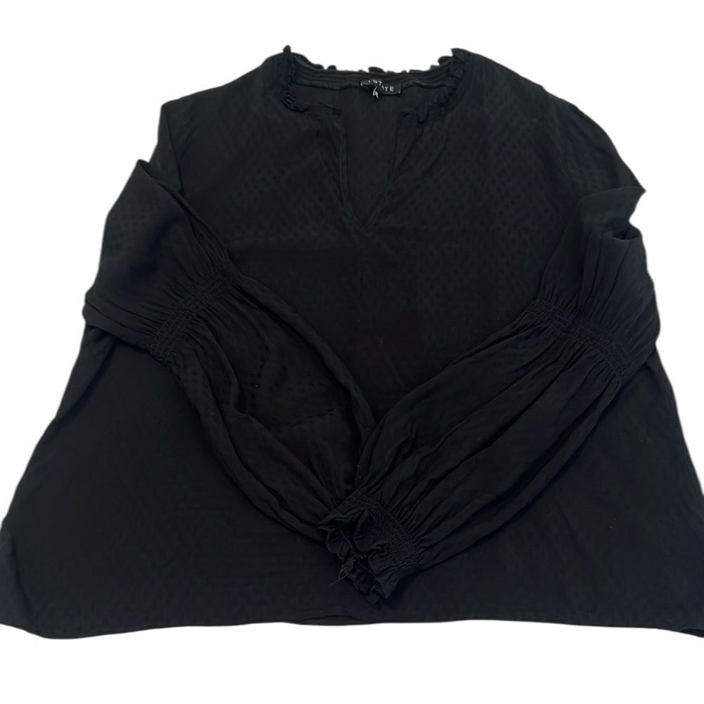 1.State szXL black blouse with elastic ruffle neck and flowy long sleeves EUC